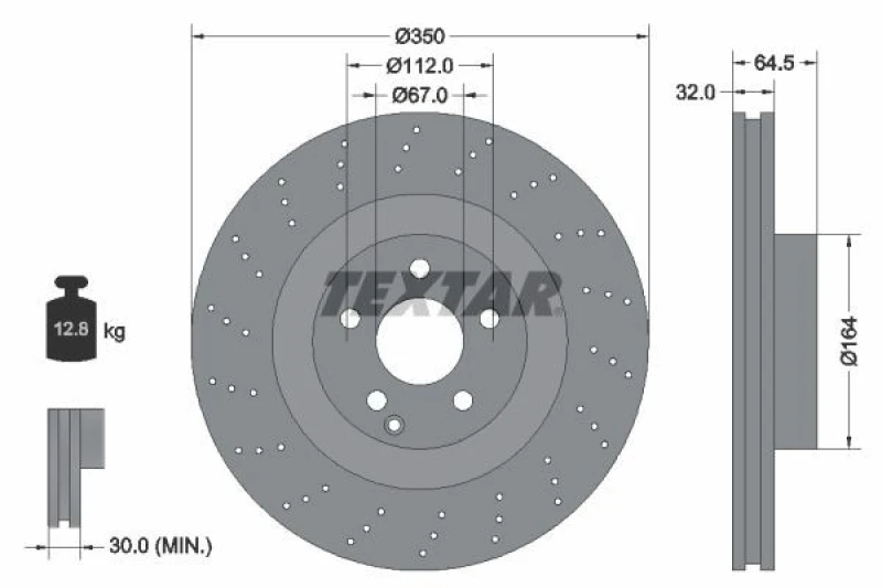 Image of Brake disc TEXTAR 92176405