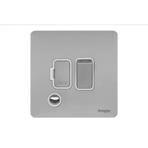 Image of Schneider Electric Ultimate Screwless Flat Plate - Switched Fused Connection Unit, with Flex Outlet, Double Pole, 13A, GU5413WSS, Stainless Steel with