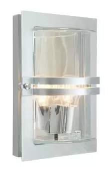 image of Basel 1 Light Outdoor Flush Wall Light Galvanised IP54, E27