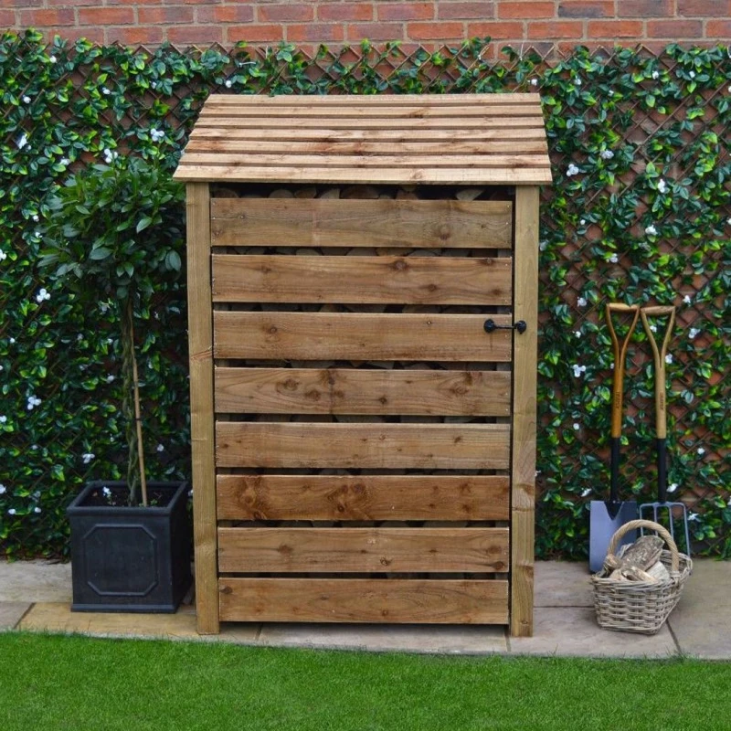 Image of Rutland County Garden Furniture Ltd Greetham 6ft Log Store with Doors & Kindling Shelf, Brown Brown Unisex