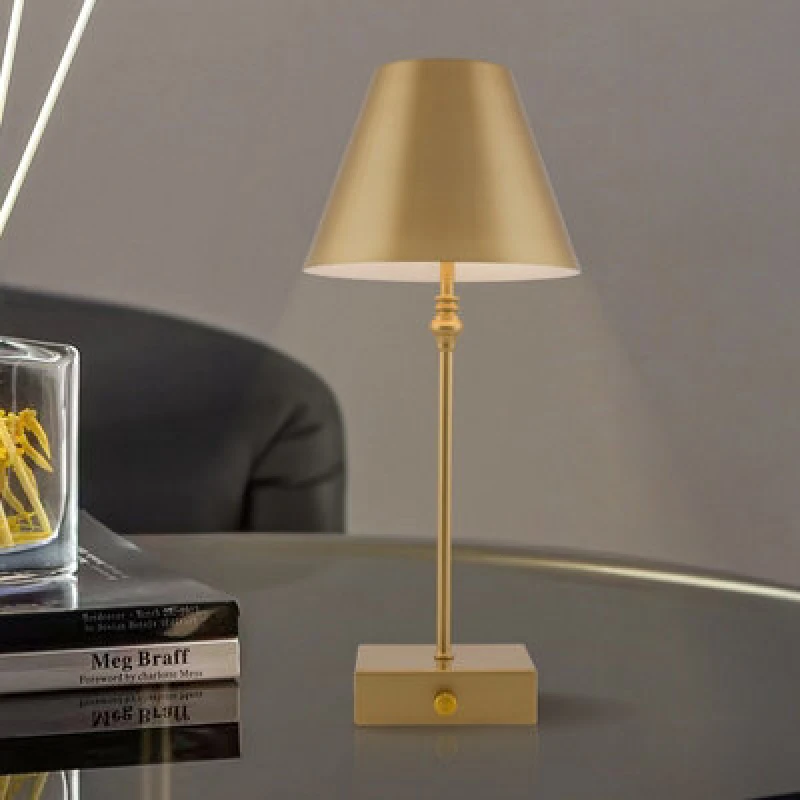 Image of Harper Living Cordless Table Lamp, 5200Mah Battery Operated Desk Light, Modern LED Rechargeable Lamp With Dimmer Switch-Gold