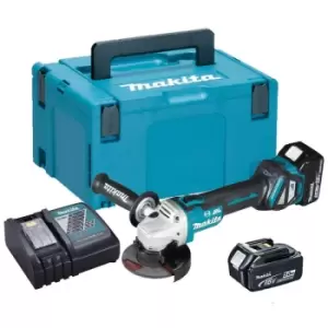 Image of Makita DGA467RTJ 18v Cordless Brushless 115mm Angle Grinder Padde Switch Makpac