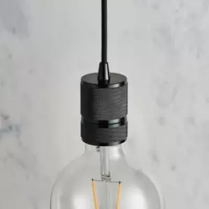 image of Hanging Ceiling Pendant Light & Rose Kit Black Chrome Industrial Adjustable Lamp