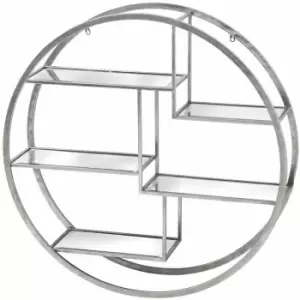 Image of Large Circular Silver Wall Hanging Multi Shelf