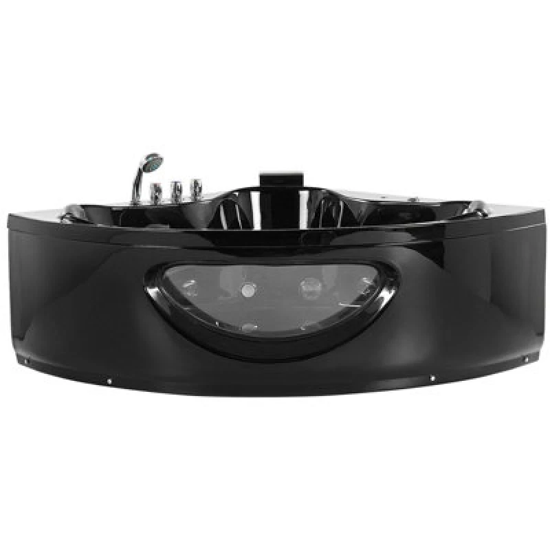 Image of Beliani Whirlpool Corner Bath With LED 2050 X 1460 mm Black Tocoa