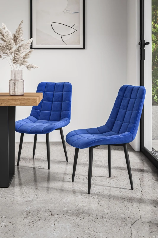 Image of More4Homes Set of 8 Nova Modern Velvet Dining Chair Padded Seat Metal Legs Blue