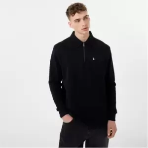 image of Jack Wills Quarter Zip Collar Sweater - Black