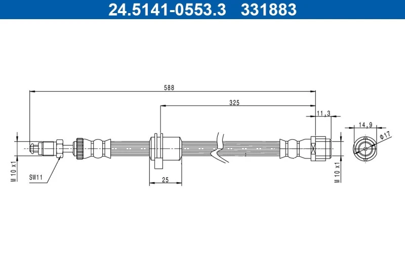 Image of ATE 24.5141-0553.3 Brake Hose Brake Hose (83)