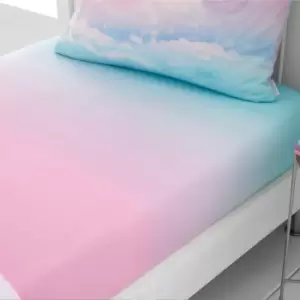 Image of Catherine Lansfield Ombre Rainbow Clouds Fitted Sheet MultiColoured
