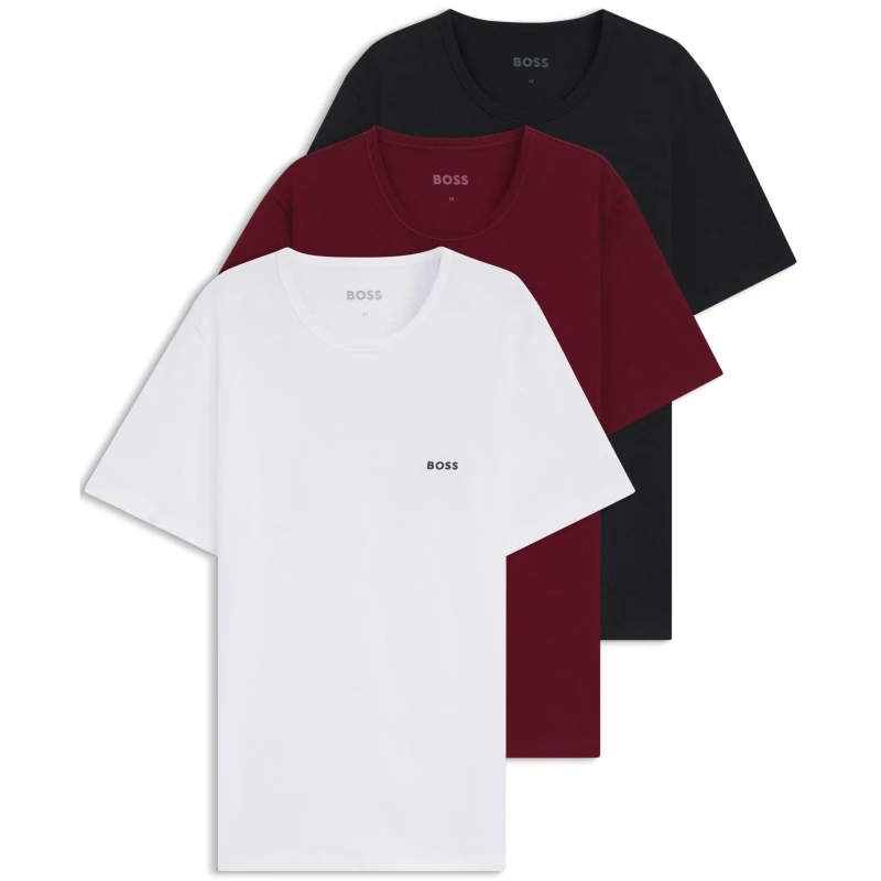 Image of Boss Mens RegCrew Premium Cotton T-Shirt Wht/Red/Black male L