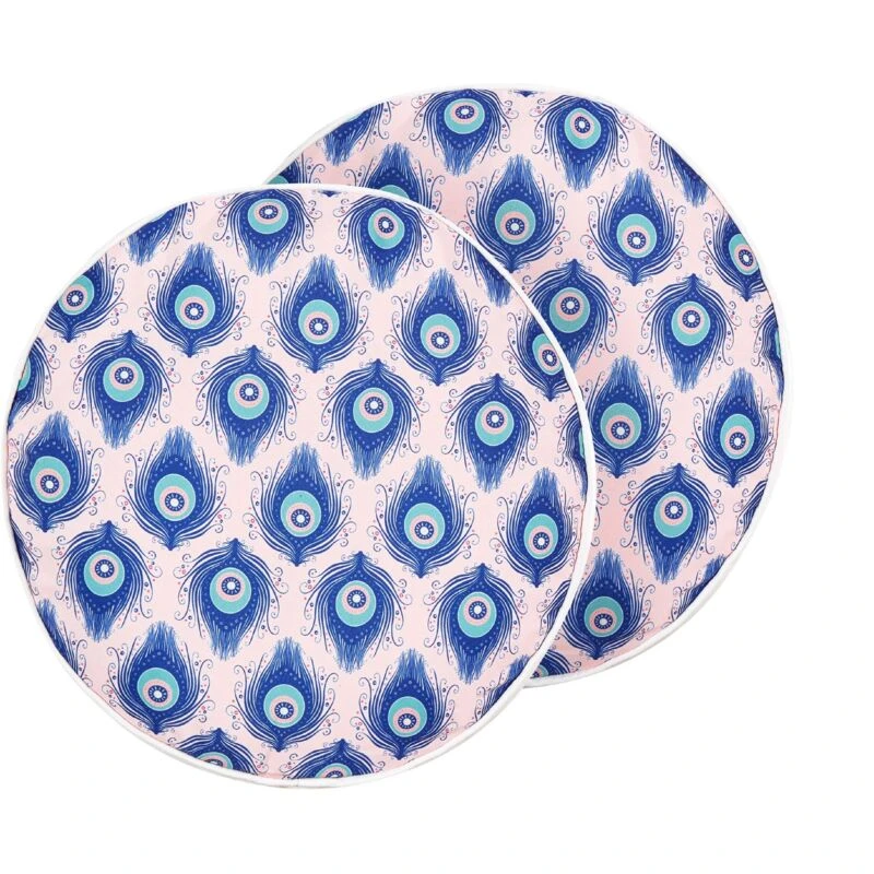 Image of Beliani Set Of 2 Outdoor Cushions Ceriana Animal Pattern 40 X 40 Cm Blue