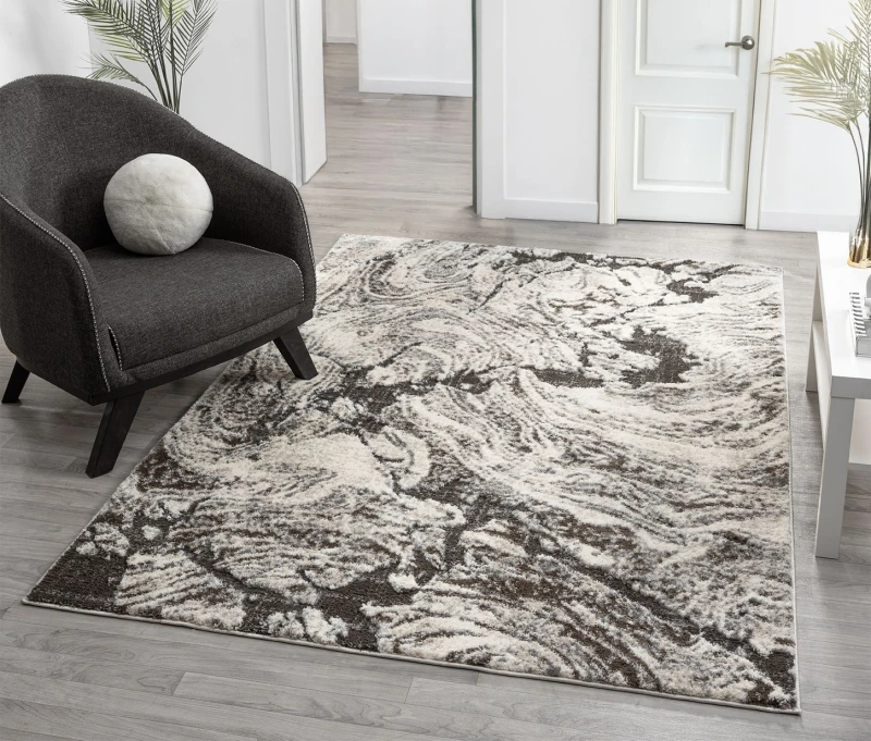 Image of Eleanor Modern Embossed Contemporary Living Room Area Rug - Abstract Design,grey,200 X 290 Cm