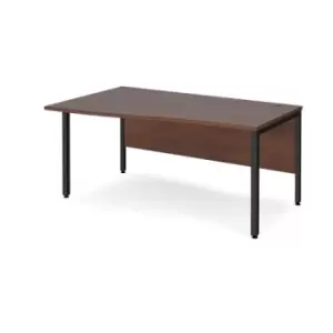 image of Office Desk Left Hand Wave Desk 1600mm Walnut Top With Black Frame Maestro 25 MB16WLKW