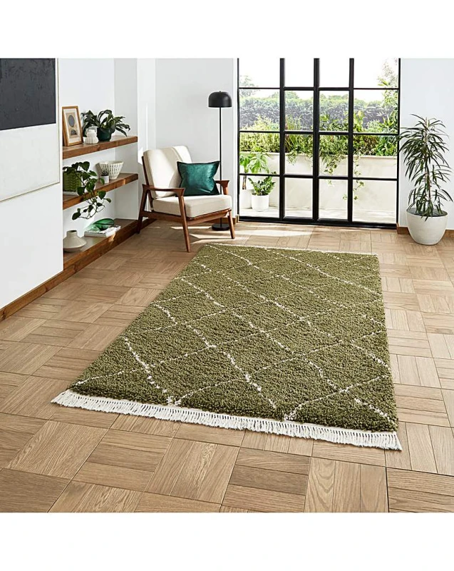 Image of Think Rugs Think Rugs Boho Berber Rug Green - Think Rugs - Size: 120X170 Green 120X170 MP65714
