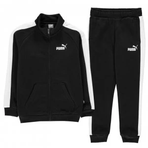 image of Puma Clean Fleece Track Suit Junior Boys - Black/White