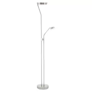 Image of Floor Lamp Light Colour Satin Nickel Shade Satined Plastic Bulb LED 17.28W
