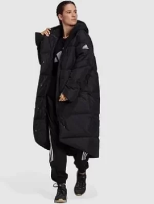 image of Adidas Big Baffle Down Coat, Black Size M Women