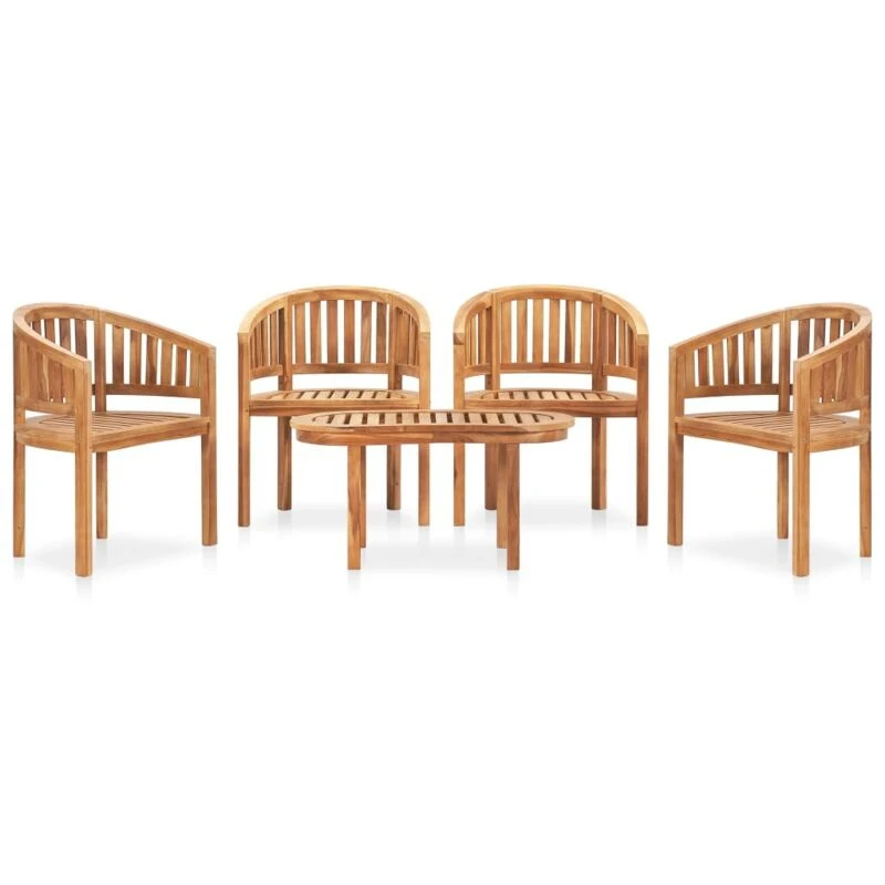 Image of VIDAXL 5 Piece Banana Garden Lounge Set Solid Teak Wood vidaXL 8720286223741