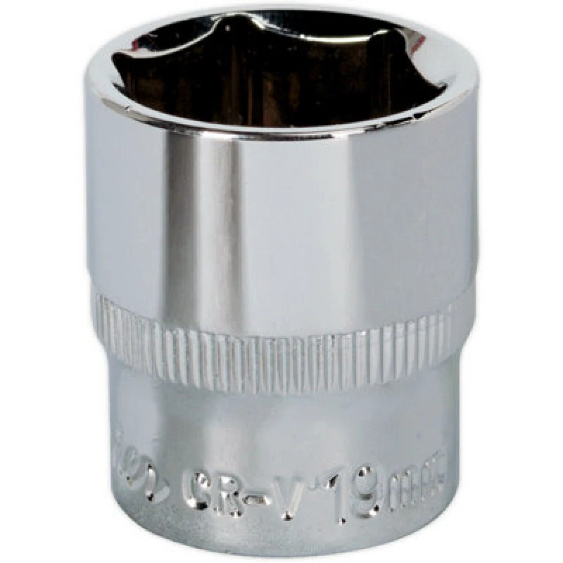 Image of Loops 19mm Forged Steel Drive Socket - 3/8" Square Drive - Polished Chrome Vanadium Metallics