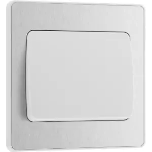 BG Evolve Brushed Steel (White Ins) Single Light Switch, 20A 16Ax, 2 Way, Wide Rocker in Silver - main image