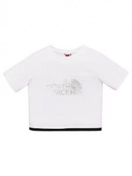 Image of The North Face Girls Cropped Mesh Detail T-Shirt - White