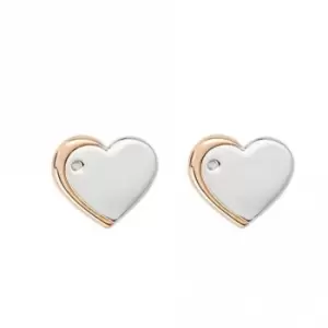 image of Recycled Silver & Rose Gold Plated Heart Stud Earrings E6159