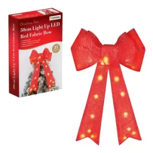 Image of Christmas Workshop 50cm Red Fabric Bow with 25 Warm White LED Lights
