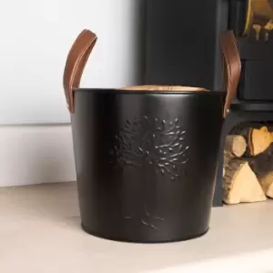 Image of Snug - Fireside Mulberry Iron & Leather Firewood Bucket Black