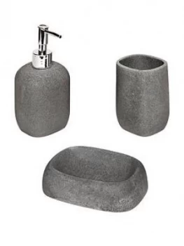 Image of Aqualona Grey Stone 3 Piece Bathroom Accessory Set