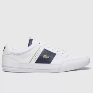 Image of Lacoste White & Navy Chaymon Trainers