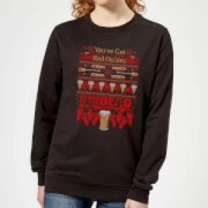 image of Shaun Of The Dead You've Got Red On You Christmas Womens Sweatshirt - Black