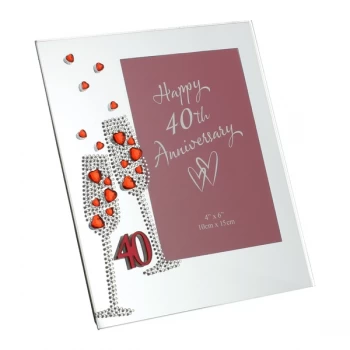 Image of 4" x 6" - 40th Anniversary Glass Photo Frame