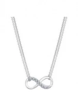 image of Simply Silver Sterling Silver Double Chain Cubic Zirconia Infinity Necklace