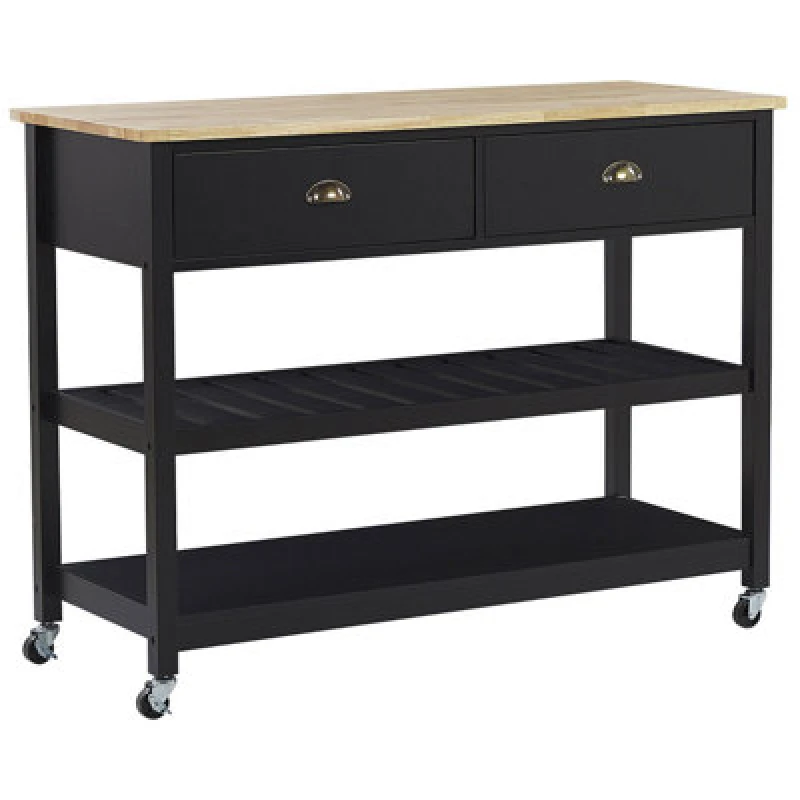 Image of Beliani Kitchen Trolley Navarino Wood Black