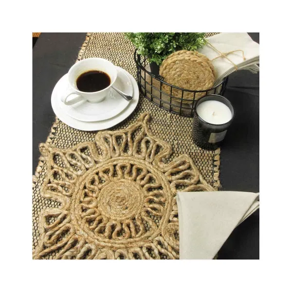 image of Esselle Severn Jute Star Crochet Natural Placement, Set Of 2