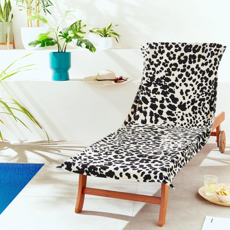 Image of Catherine Lansfield Leopard Absorbent Beach Towel Natural