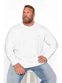 Image of BadRhino Essential Plain Long Sleeve T-Shirt - White, Size 4XL, Men
