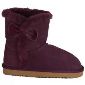 image of Eastern Counties Leather Childrens/Kids Coco Bow Detail Sheepskin Boots (1 UK) (Purple)