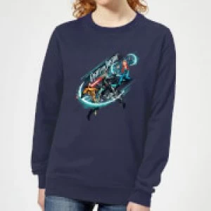 Image of Aquaman Fight for Justice Womens Sweatshirt - Navy - L