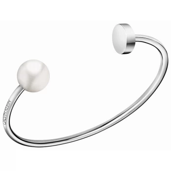 Image of Calvin Klein Bubbly Stainless Steel & Pearl Open Bangle