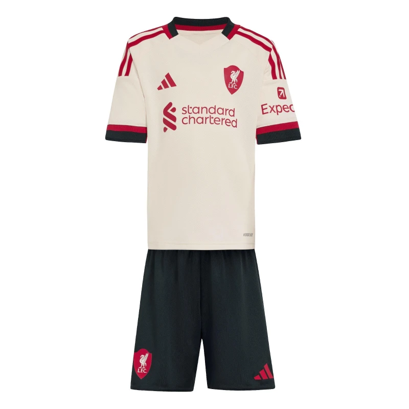 Image of adidas Liverpool Away Minikit 2025 2026 Infants Domestic Replica Minikits 2-3 Years White 37872801125