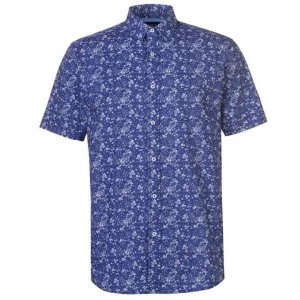 image of Pierre Cardin Ditsy Short Sleeve Shirt Mens - Navy