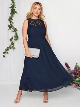 Image of Yours Occasion Lace Maxi Dress, Navy, Size 16, Women