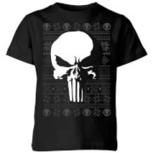 Image of Marvel Punisher Kids Christmas T-Shirt - Black - 11-12 Years