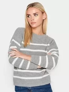 image of PixieGirl Petite Nerutral Stripe Crew Nk Jumper, Brown, Size 12-14, Women