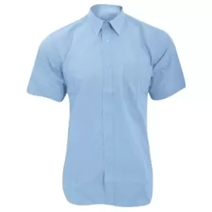 Image of Fruit Of The Loom Mens Short Sleeve Poplin Shirt (M) (Mid Blue)