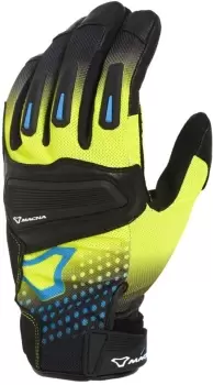 image of Macna Jugo Motorcycle Gloves, black-blue-yellow Size M black-blue-yellow, Size M