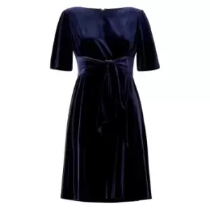 image of Adrianna Papell Velvet Tie Front A-Line Dress - Blue