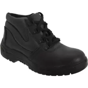 Image of Grafters Mens Grain Leather Padded Ankle Safety Toe Cap & Steel Midsole Boots (37 EUR) (Black) - Black