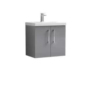 image of Nuie Arno 600mm Wall Hung 2 Door Vanity & Basin 1 Cloud Grey